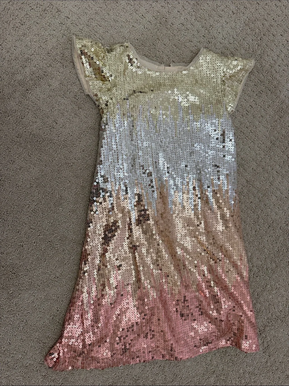 GAP Girls Sequin Ombre Dress - Gold, Silver, Pink